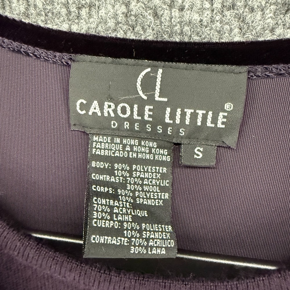 Vintage Carole Little Dress Womens S Purple Velvet Embroidered Kaftan Boho Goth - Picture 4 of 7
